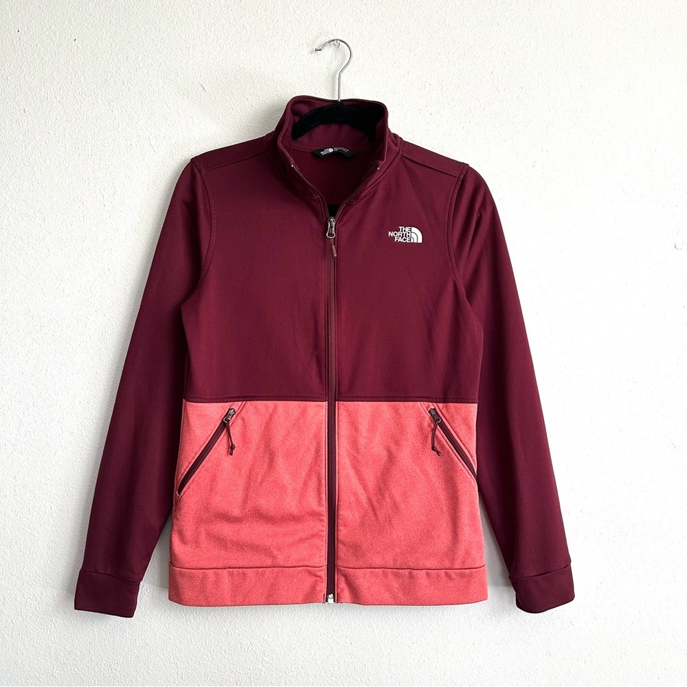 The North Face Women's 100WT Cinder Colorblock Full Zip Jacket Pink/Burgundy Sml